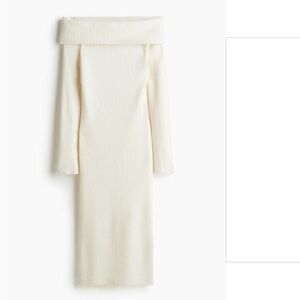 H&M Off-White Long Sleeve Knit Dress